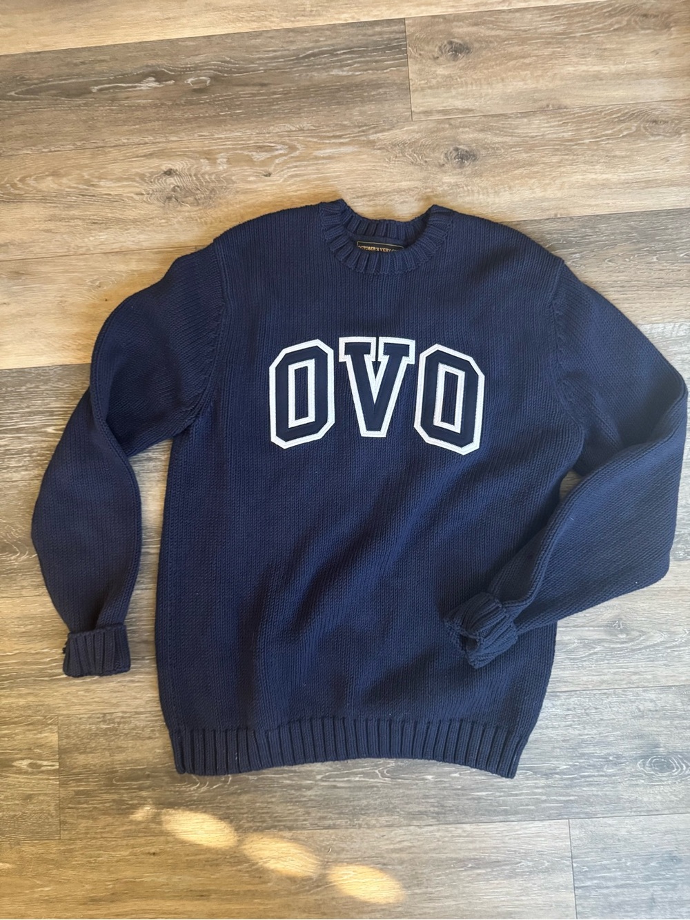 OVO October’s Very Own Arch Knit Navy Blue Sweater Size Large